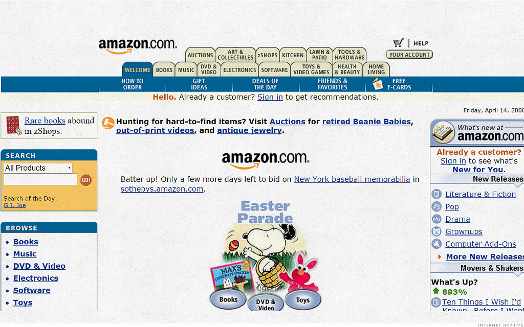 Web interface of Amazon